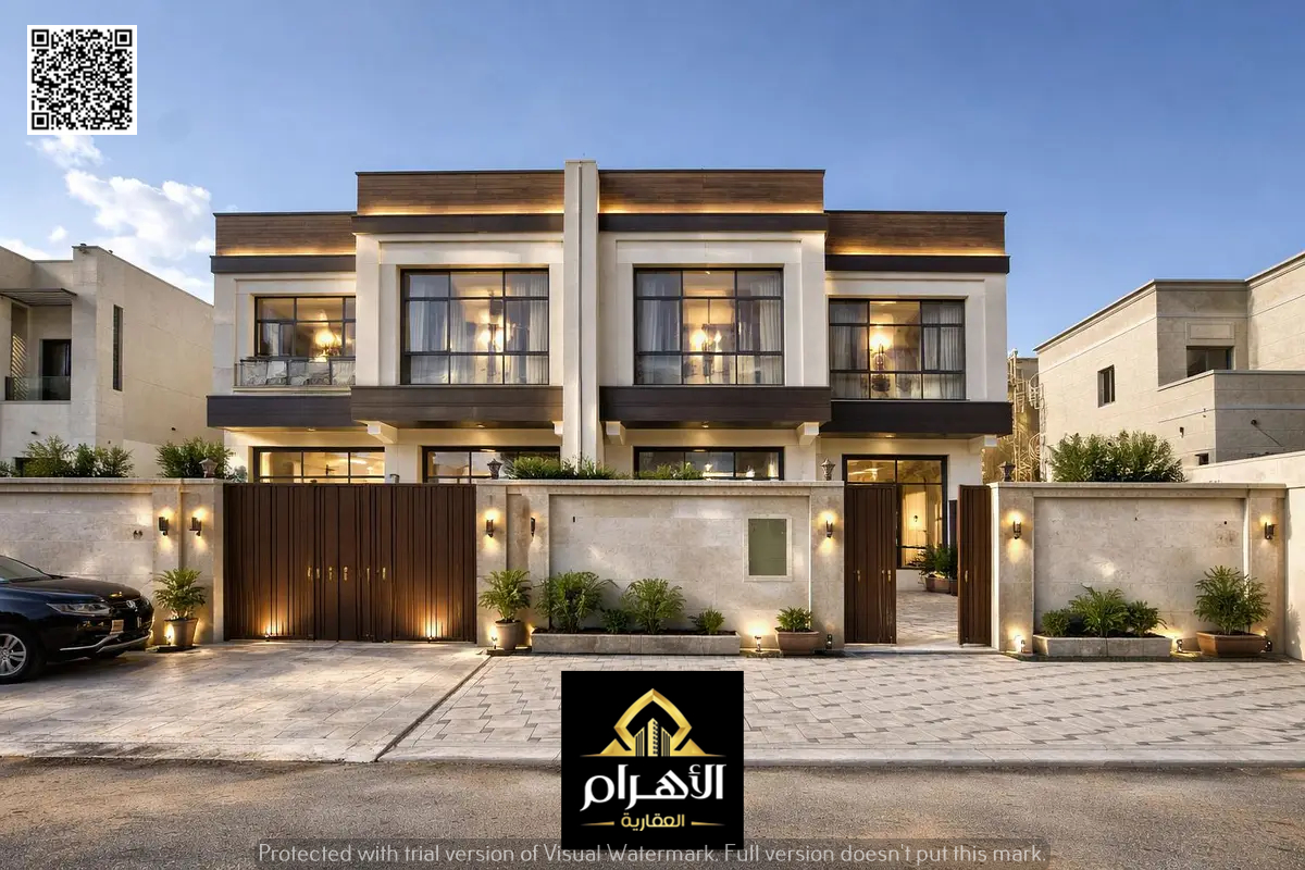Luxury villa for sale behind the mosque and behind the services, ground and first floor, high-end finishing, near Sheikh Mohammed Bin Zayed Road.