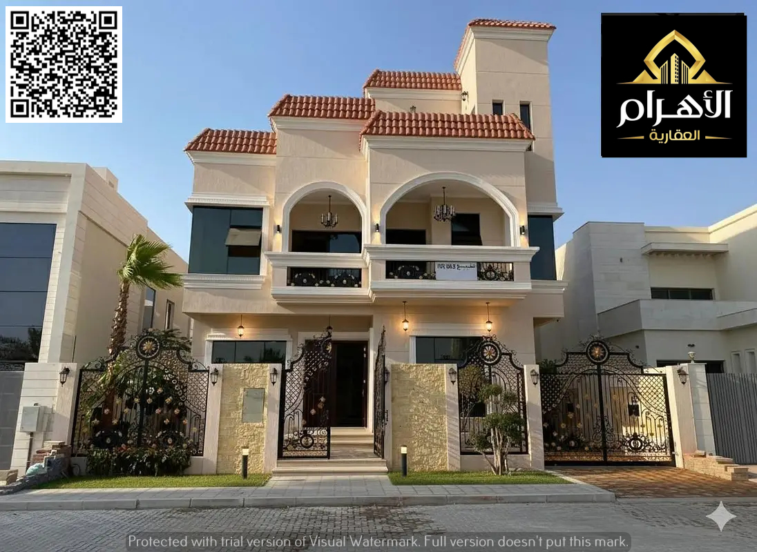 Own the most luxurious villas in Ajman, two floors and a roof with a swimming pool, at a price that includes electricity, water and air conditioning.
