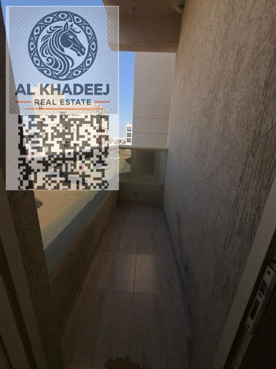 A one-bedroom apartment with a balcony and a view in the Al-Aliya area of Ajman, close to all services and near Mohammed Bin Zayed Road.
