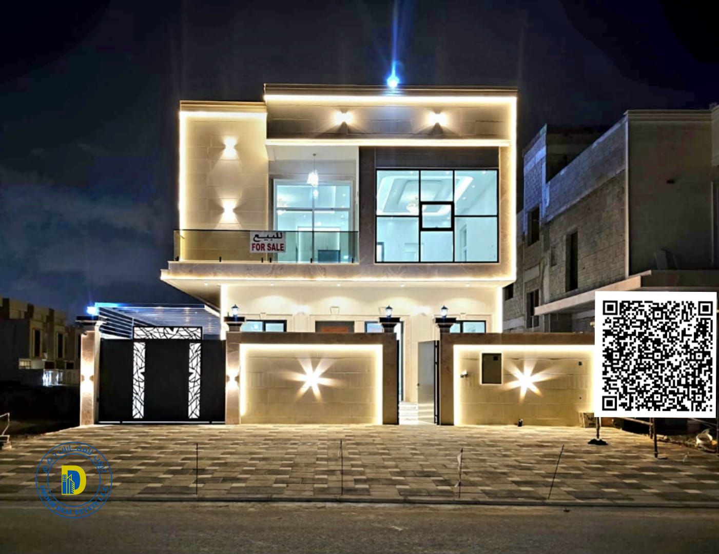 Luxury villa for sale in Al-Haliyo 2 area. 5 bedrooms, living room, majlis, and roof terrace. Attractive price includes registration fees.