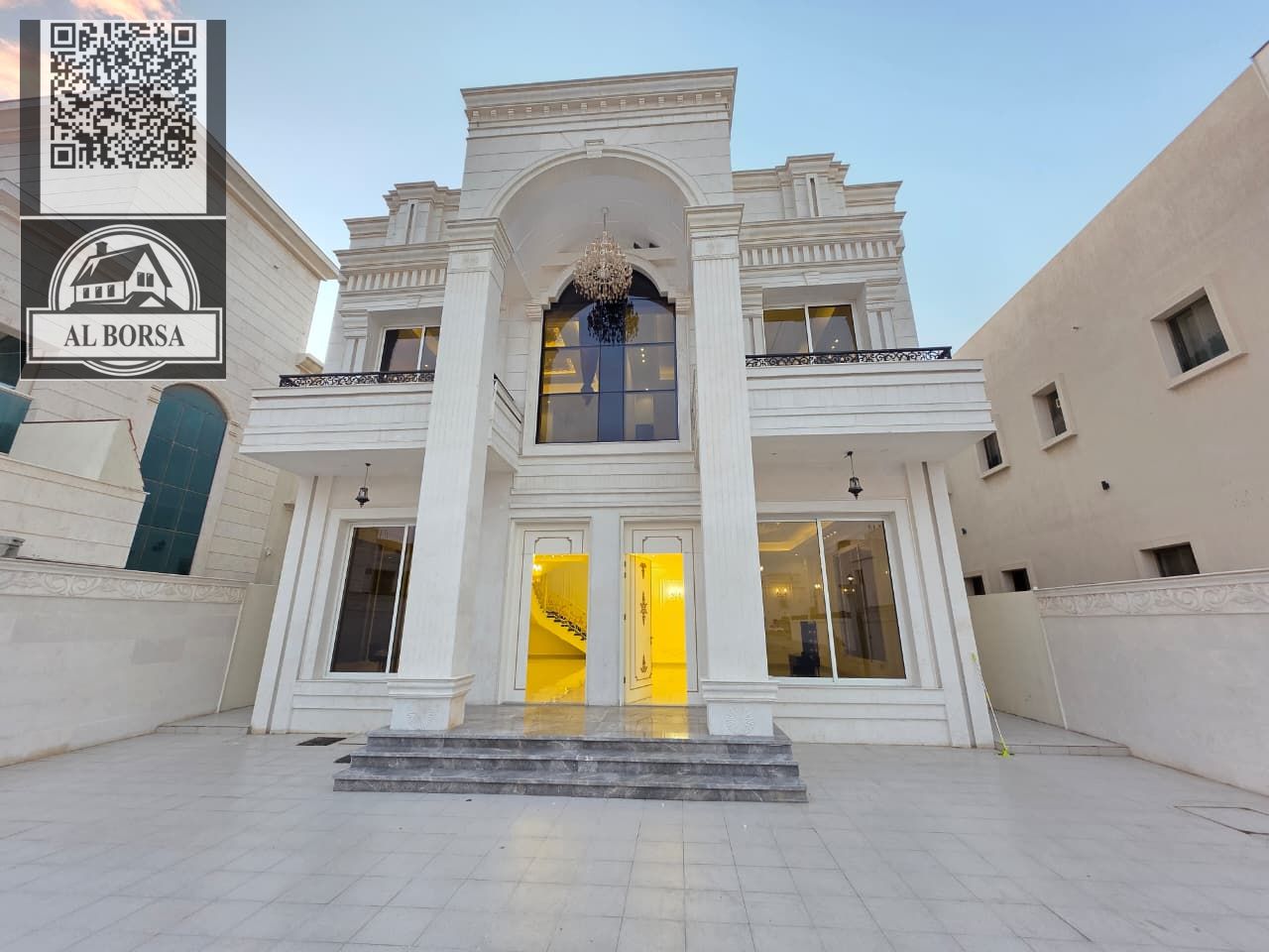 Villa for sale or rent in Al Ulya, Ajman, directly opposite a mosque – 5 master bedrooms + majlis + 2 living rooms + maid's room – electricity, wat
