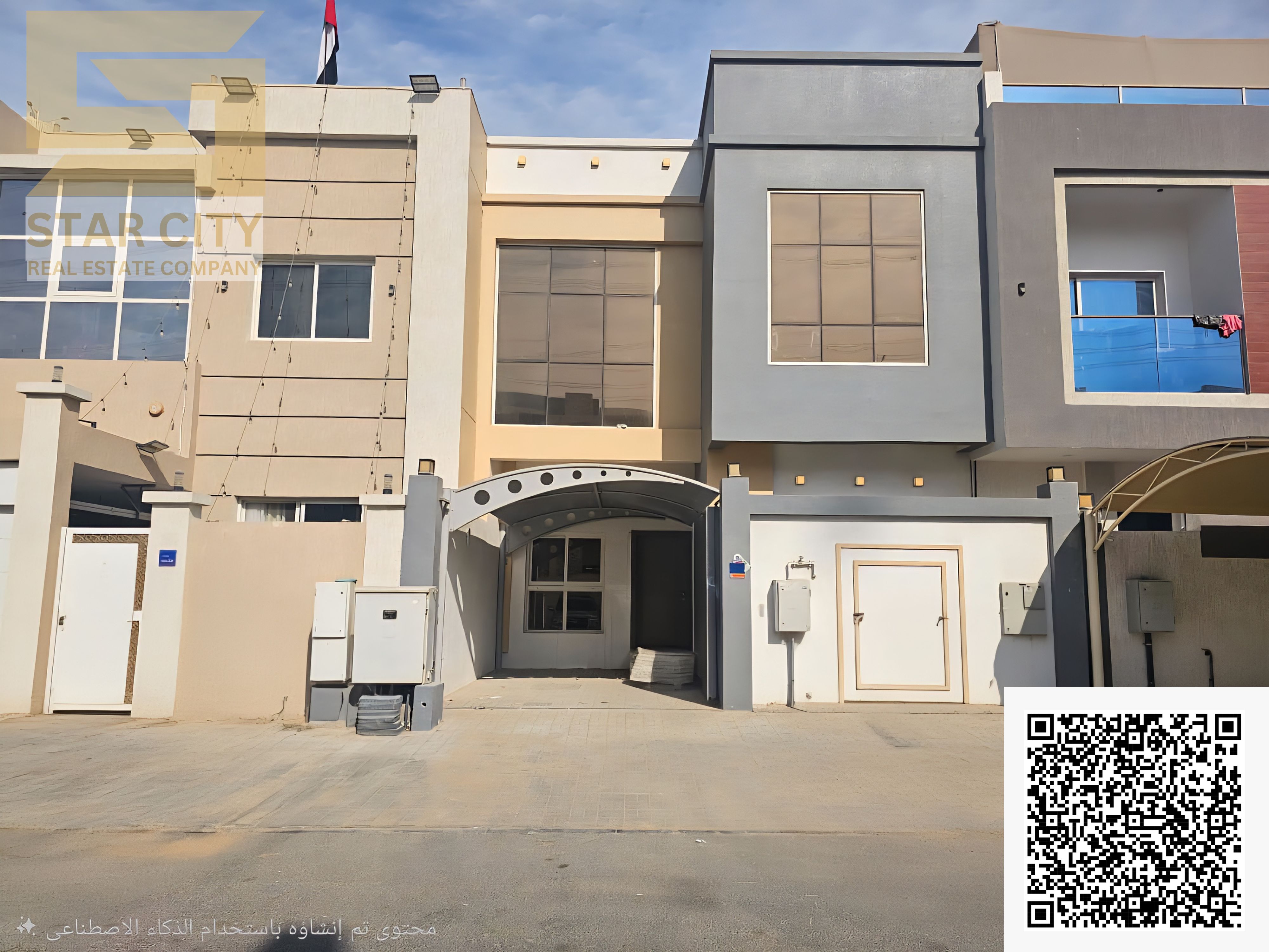 Townhouse villa for rent in Al Yasmin, 5 master bedrooms, price 80,000k, very prime location