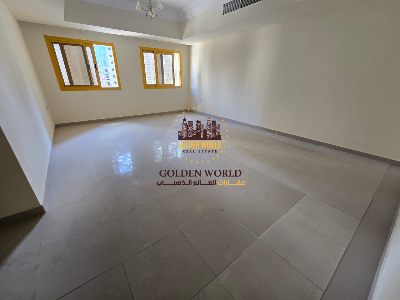 Two-bedroom apartment with living room in Al Taawun Al Mamzar, open view, 2 bathrooms, close to Dubai exit, rent 45,000 AED, first tenant.