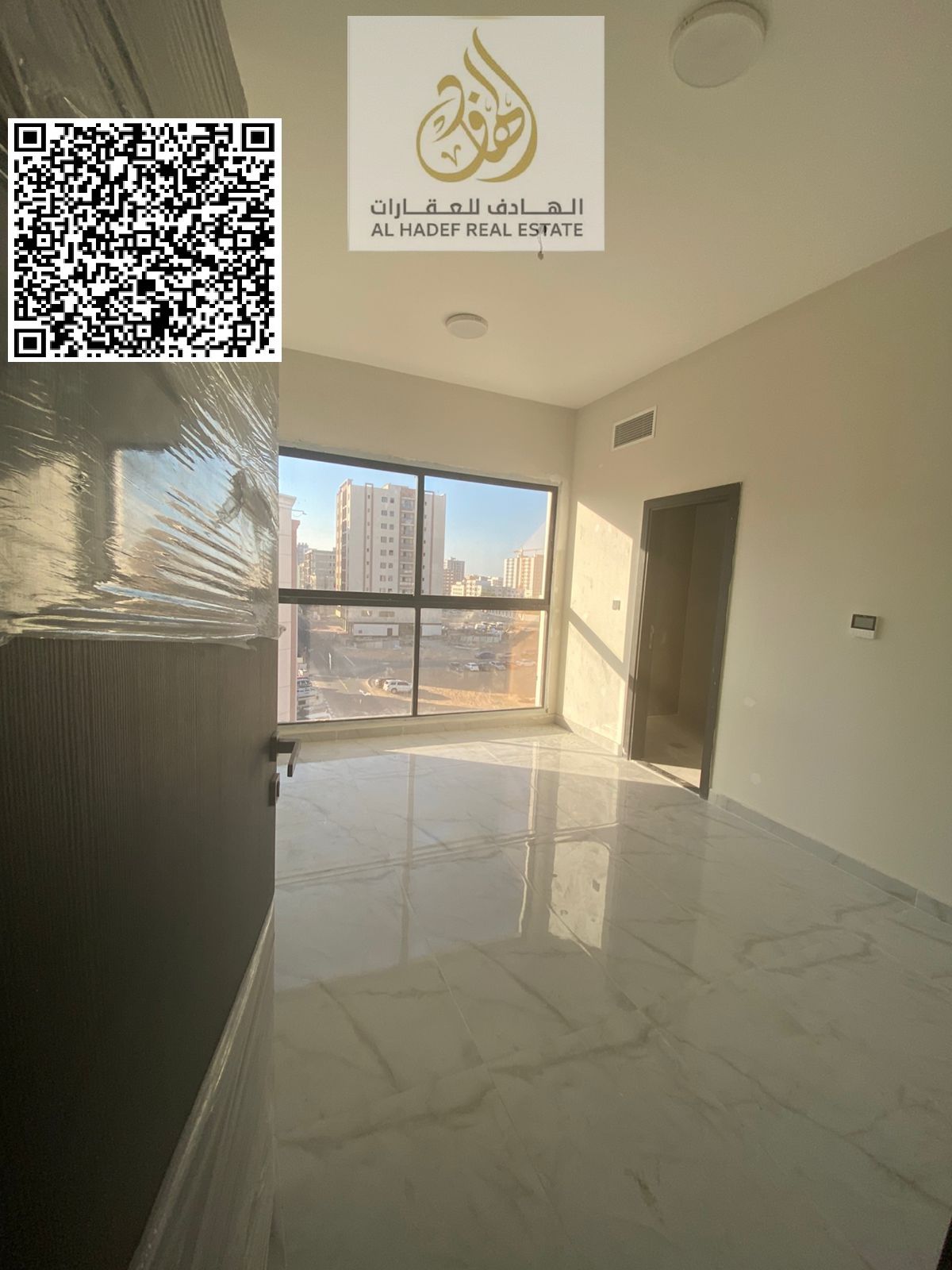 Two bedrooms, a living room, three bathrooms, and a balcony. Largest area in Ajman.