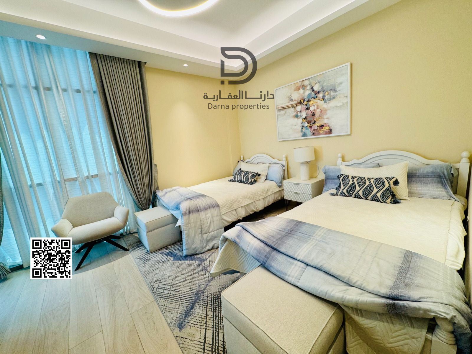 Own a two-bedroom apartment in Creek Towers with a direct view of Ajman Creek, located on a high floor offering stunning panoramic views, ideal for lu