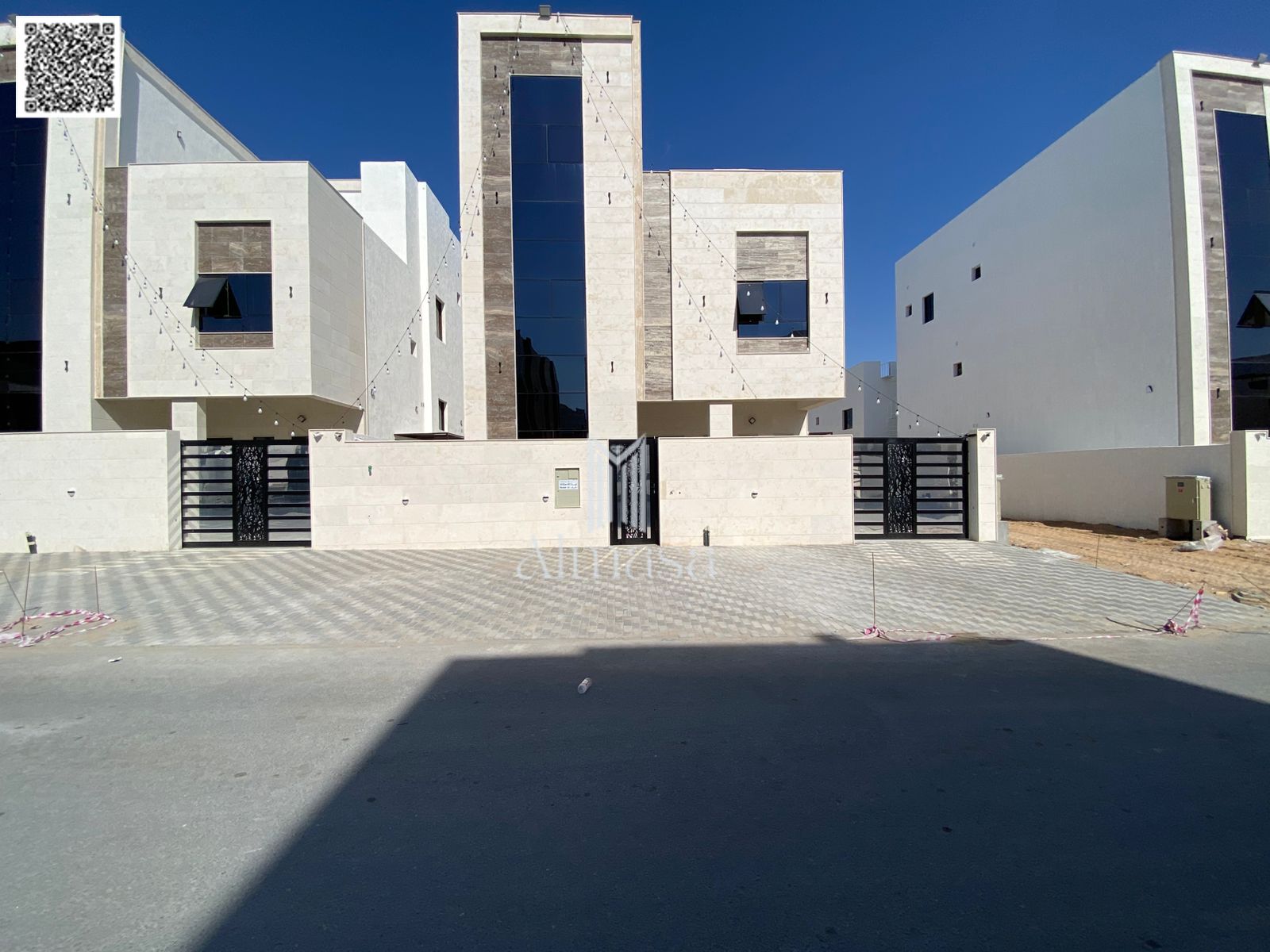 Includes registration and ownership fees. Two floors and a roof terrace, close to all services and a mosque, very near Sheikh Mohammed Bin Zayed Road.