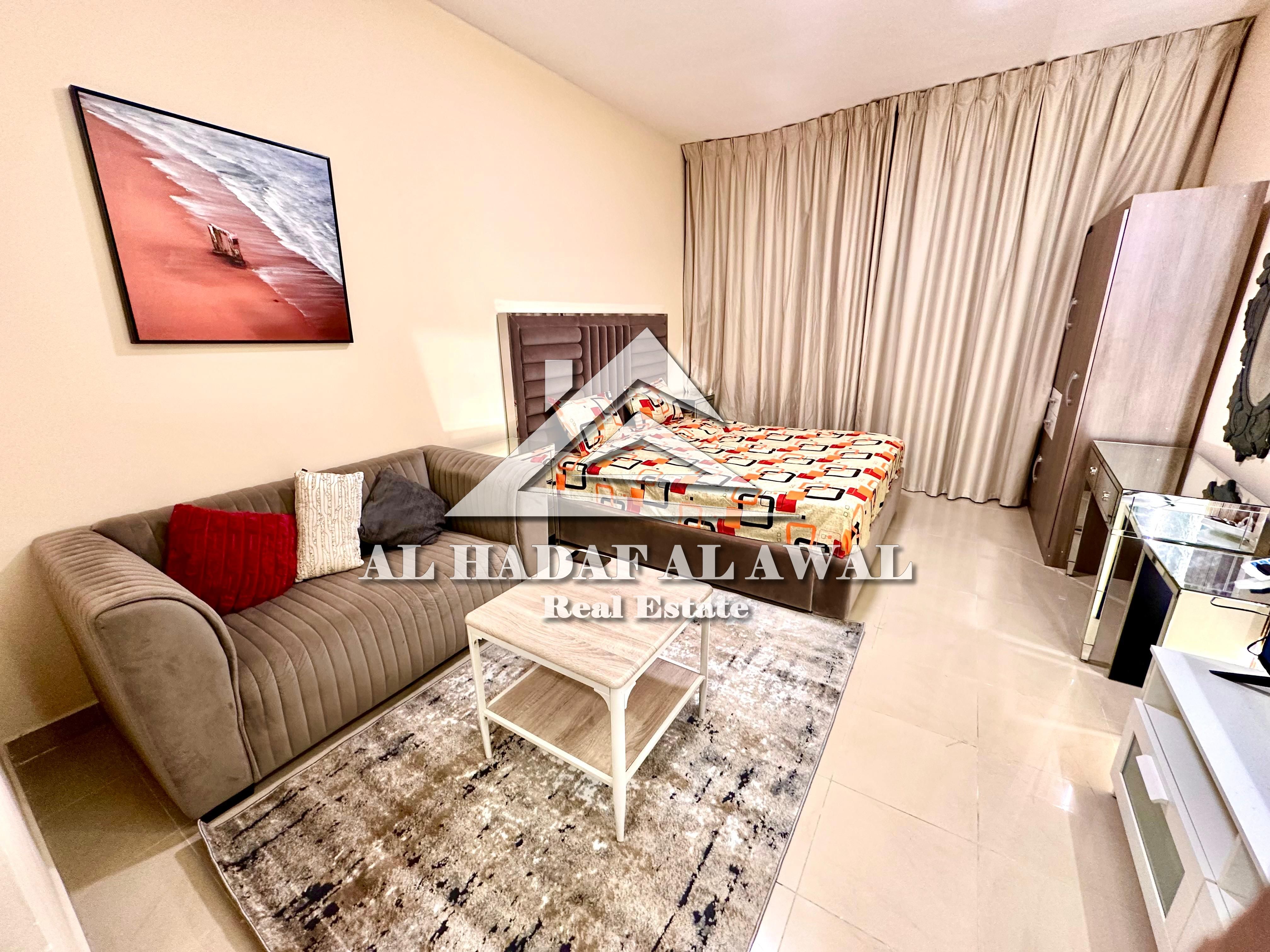 Sharjah, Al Majaz 3, opposite Al Safiya Park. Brand new studio apartment, first occupancy, fully furnished, super deluxe. Rent is AED 4500 including