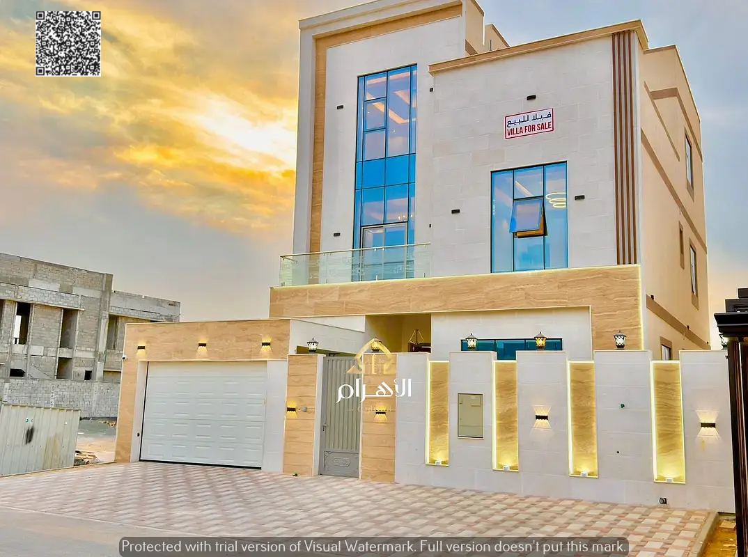 Luxury villa for sale in **Al Bahia** with two floors and a roof, featuring a modern design and spacious areas. **Includes registration and ownership