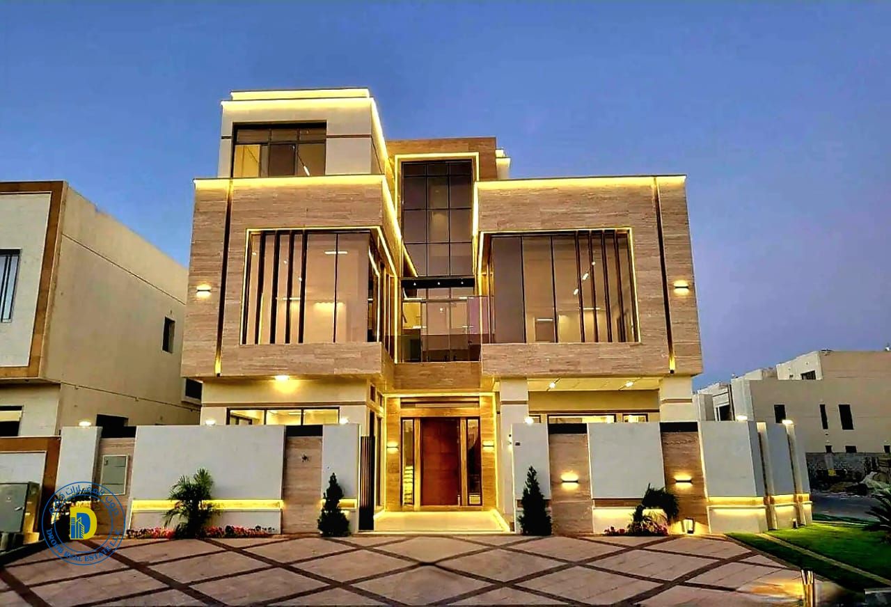 Enjoy luxury in this 6-bedroom corner villa in Al Yasmin, pool, elevator, and roof. Registration fees are. Bank financing available. Freehold