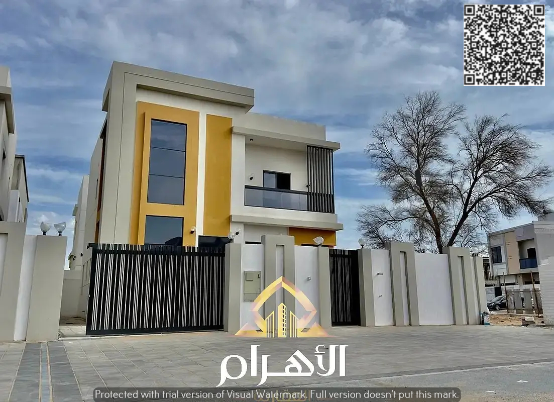Luxury villa for sale in Al Helio 2, Ajman, including registration fees. Modern design and prime location. Freehold ownership for all nationalities. D