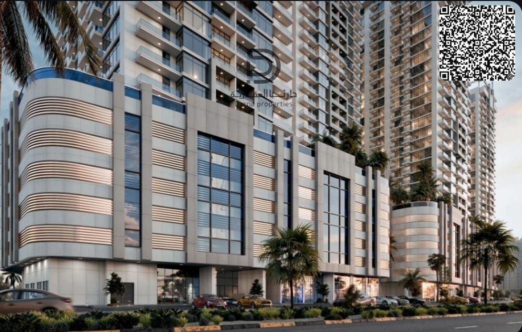 Two-bedroom apartment with a living room in Creek Project, waterfront view, and installment plan with the developer, in the heart of Ajman.