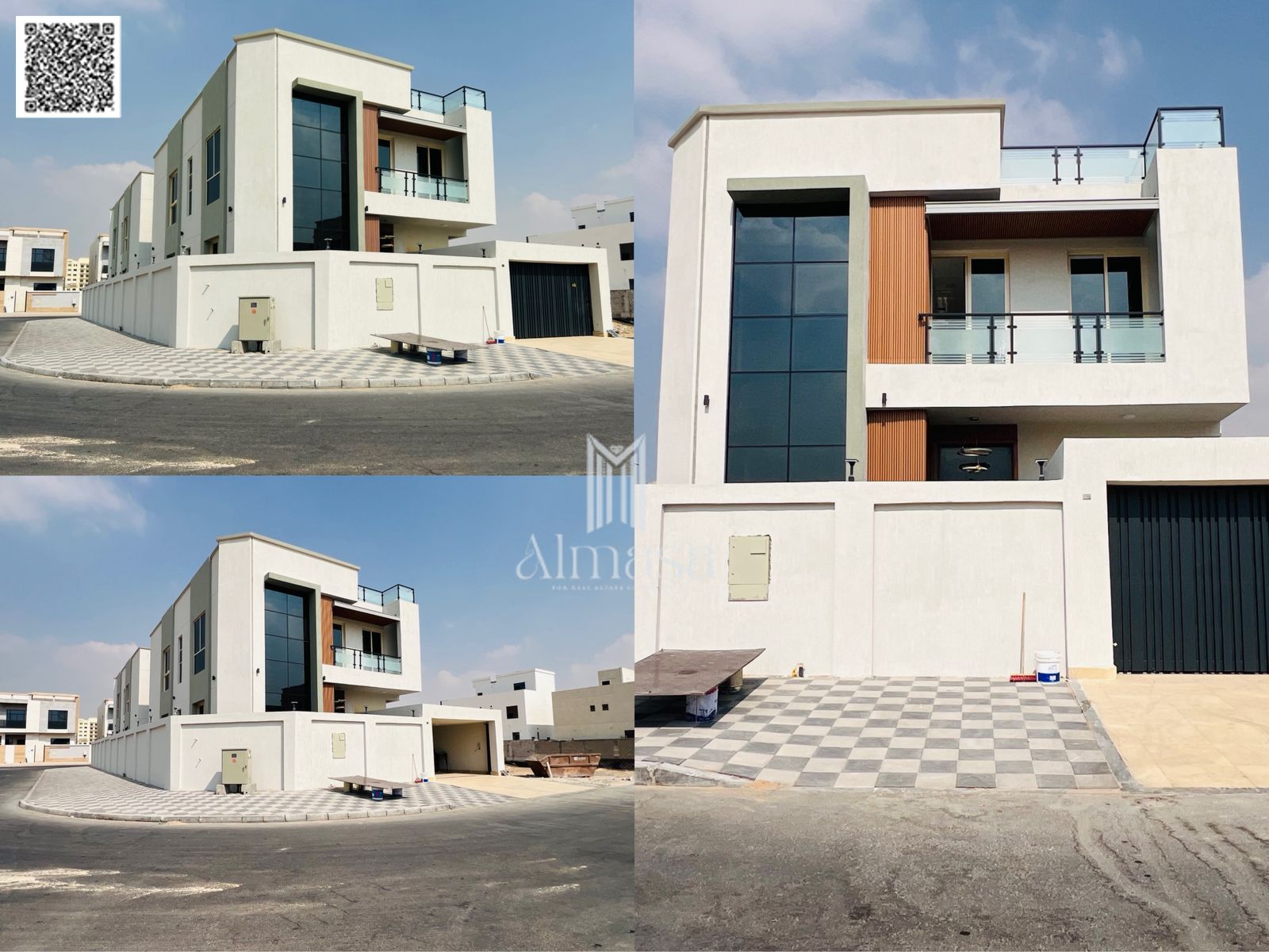 Luxury corner villa with European design, spacious two floors plus a roof terrace, for sale in Al Yasmin – prime location near the park and amenities,