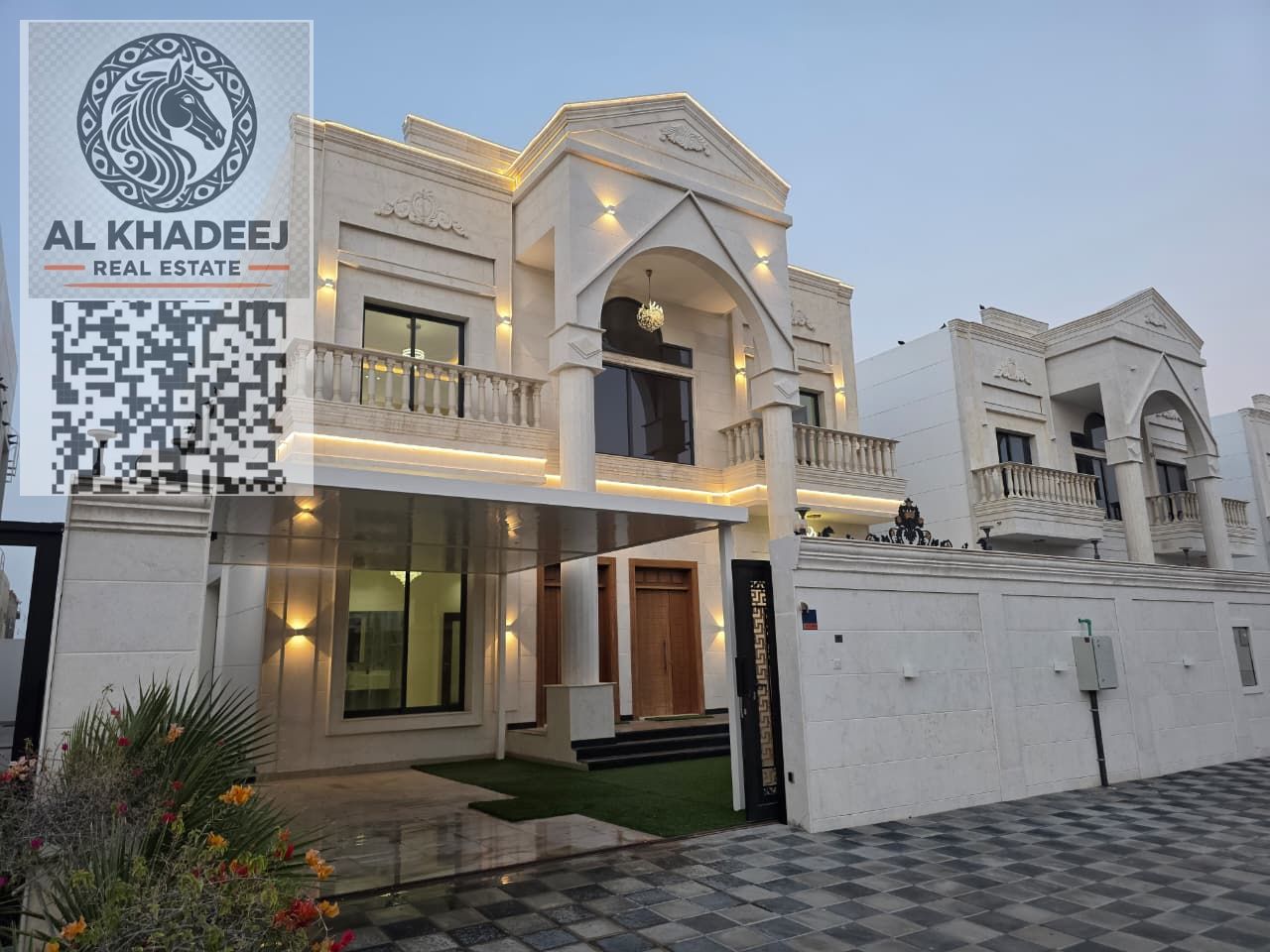 Luxury villa for sale, fully furnished with electricity and air conditioning, in Al Amerah area, Ajman, close to all services and main roads.