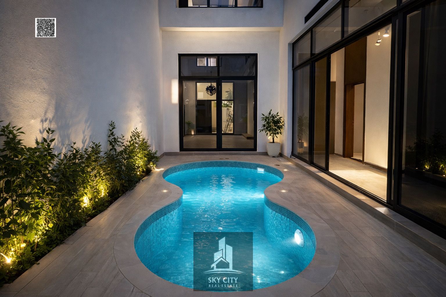 Luxury corner villa with a swimming pool near Salem Mosque, 3 floors with a pool and modern design, for sale in a prime location