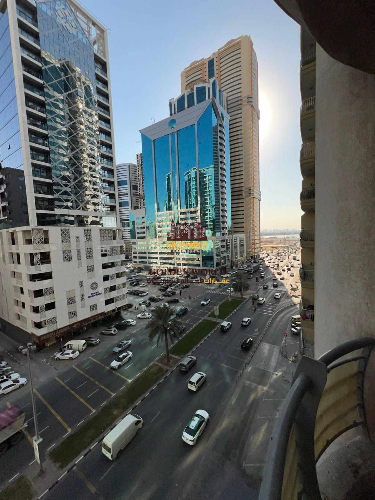 A distinctive apartment in Al Taawun district, featuring three bedrooms and a living room with a balcony, a master bedroom, a maid’s room, four bathro