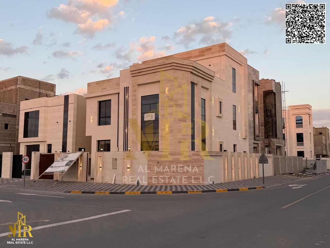 Corner Villa in Al Zahya opposite the mosque, 2 Floors + Roof, 6 Master Bedrooms, Majlis & Living Room, price includes registration fees, prime opport