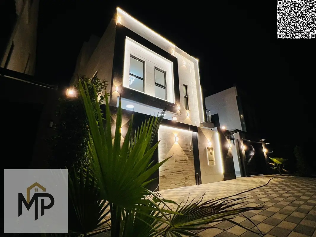 A luxury villa with 5 master bedrooms, a rooftop terrace, and a private pool, fully connected to electricity, water, and air conditioning.