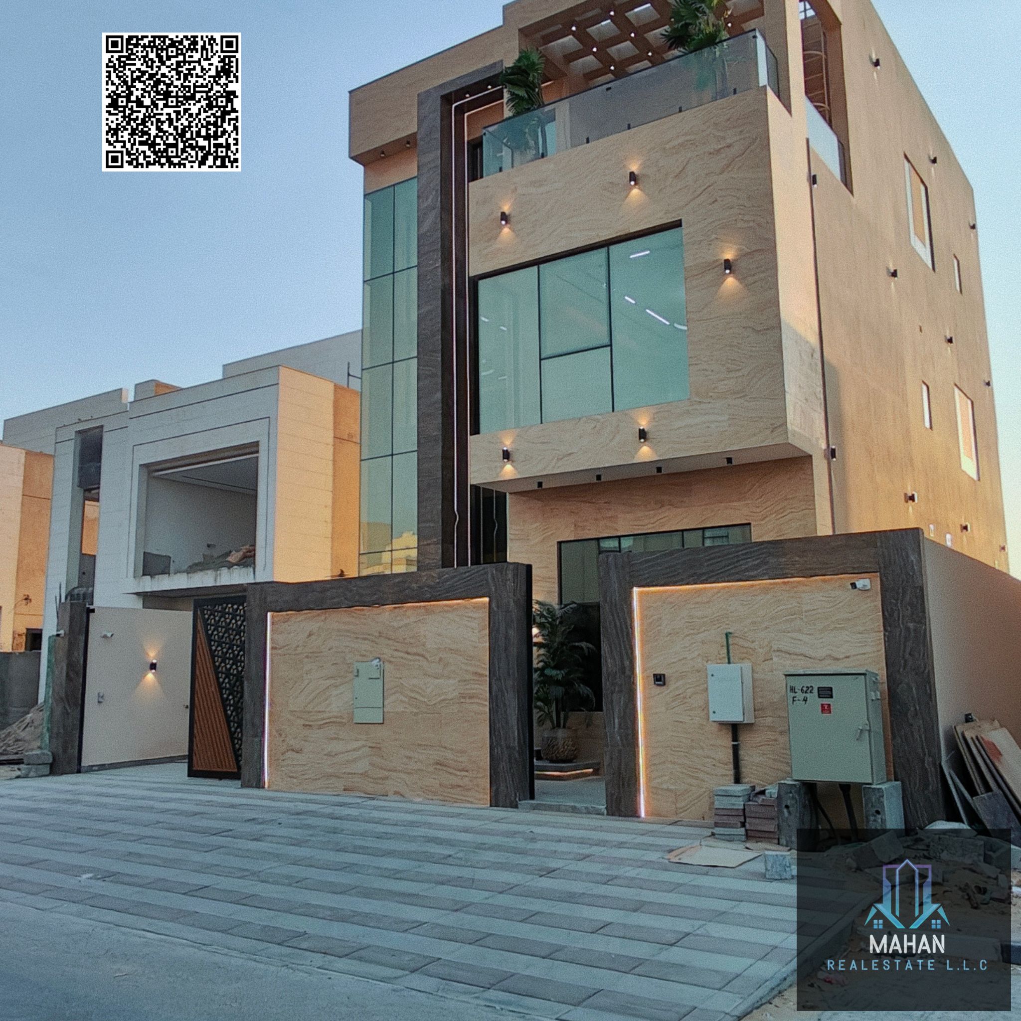 Ultra-Luxury Modern Villa – Al Zahya, Ajman – 6 Master Bedrooms – Ground + First + Rooftop – Deluxe V. I. P Finishing – Electricity, Water & Central AC Included – Directly on Main Road For sale: A