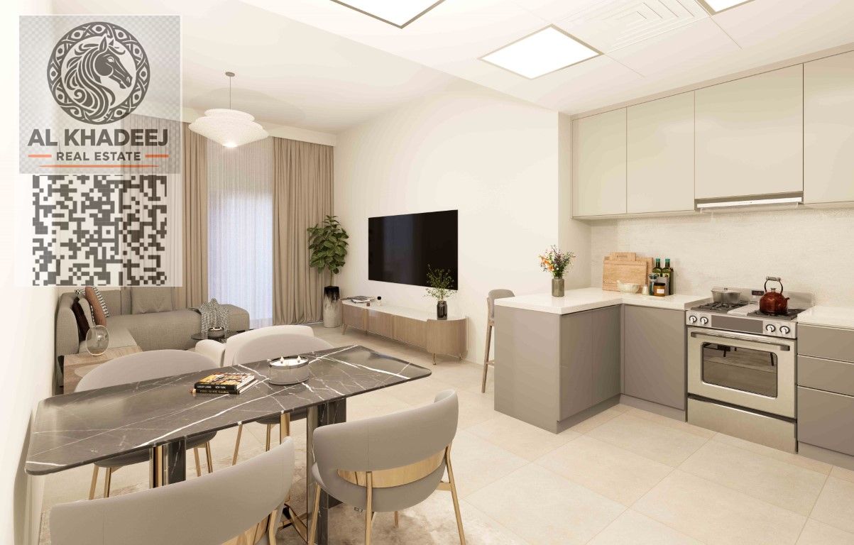1BR apartment in Kentia, Al Yasmeen Ajman, 1110 sq ft, handover in one month, direct on Sheikh Mohammed Bin Zayed Road. Price AED 533,503, no registra