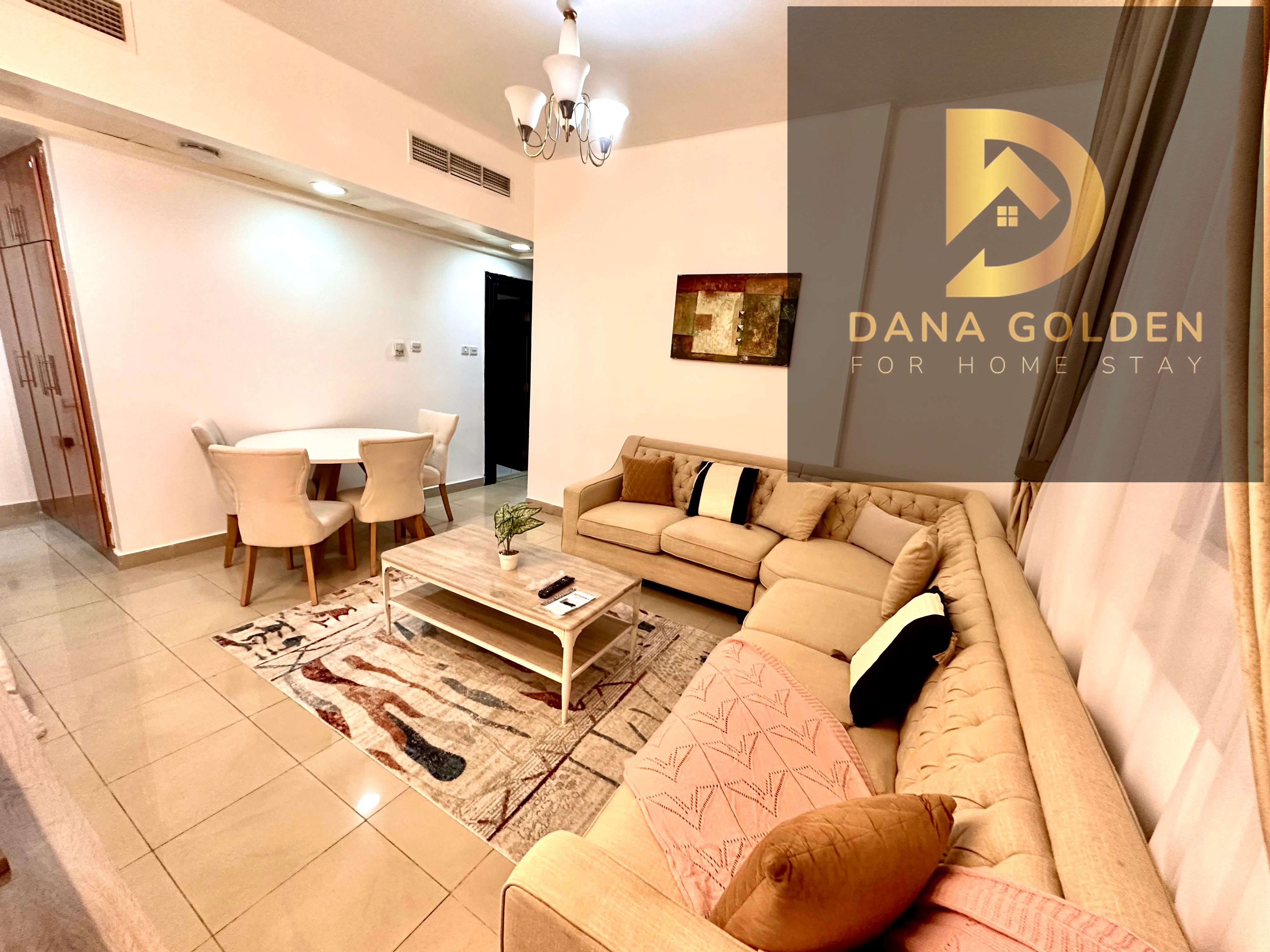 One bedroom, living room, and balcony with a beautiful garden view. Furnished with hotel-style furniture. First occupancy.