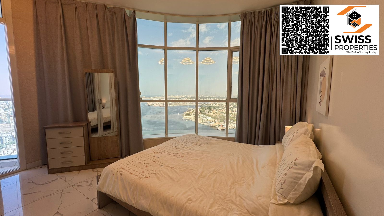 Three bedrooms and a living room for sale in Al Waha Tower, Ajman.