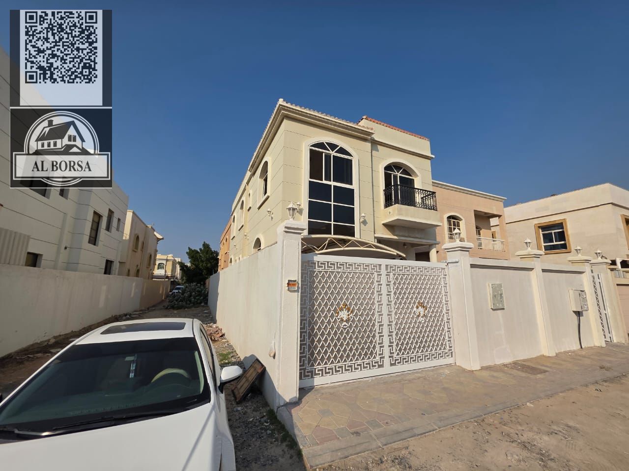 Villa for sale – Al Rawda 2, Ajman | 5 master bedrooms + majlis + living room + maid's room | side yard | central air conditioning | ready to move