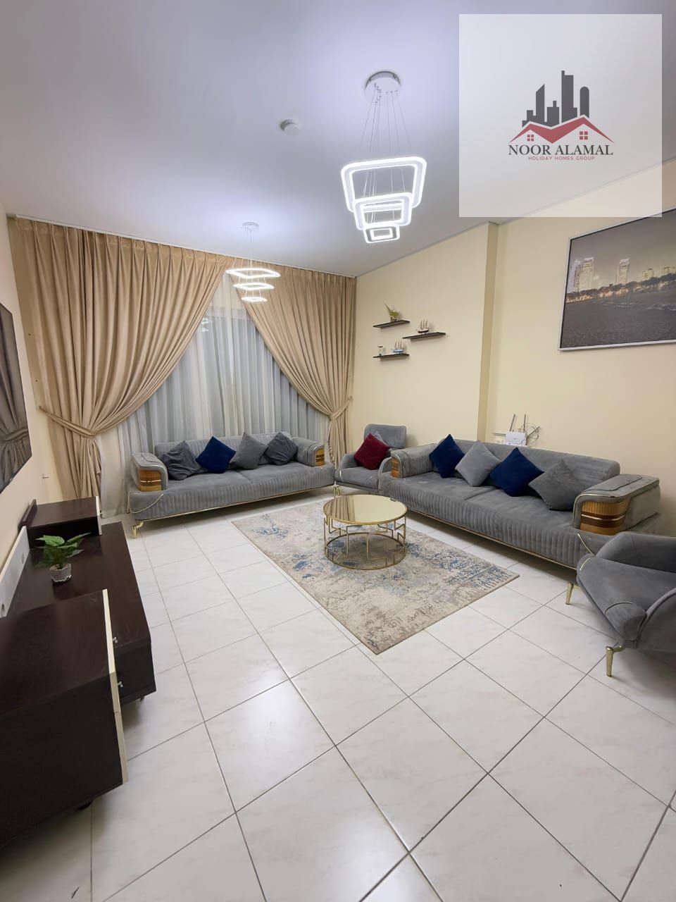 Sharjah, Al Taawun area: Two bedrooms, living room, kitchen, two bathrooms, and a balcony. Located on Oriana Hospital Street. Spacious. Super deluxe f