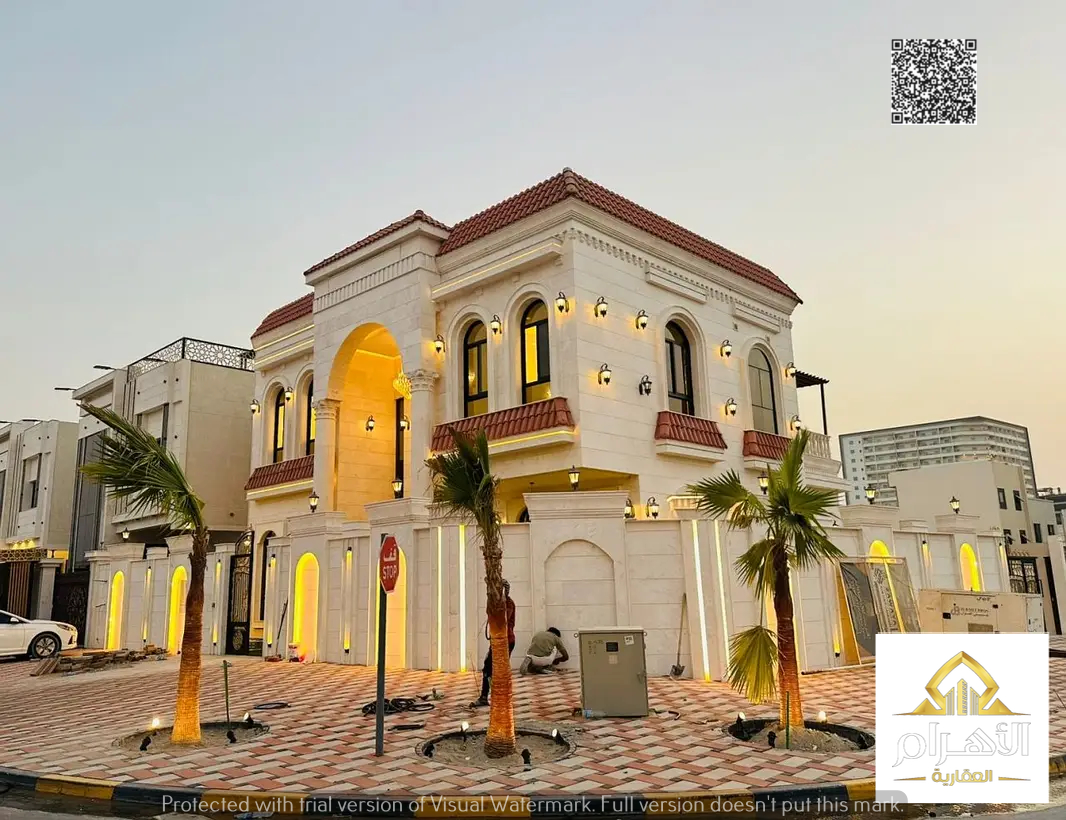 Own your dream palace in Ajman - Al Helio 2, a corner villa on two streets, characterized by a European design and spacious and comfortable spaces.