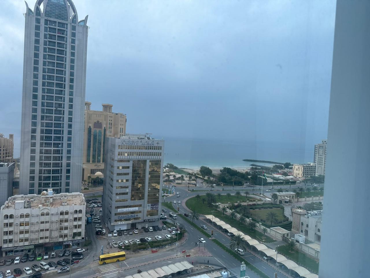 Two-bedroom apartment with a living room available for monthly rent on Ajman Corniche, prime location near the beach and services, suitable for family