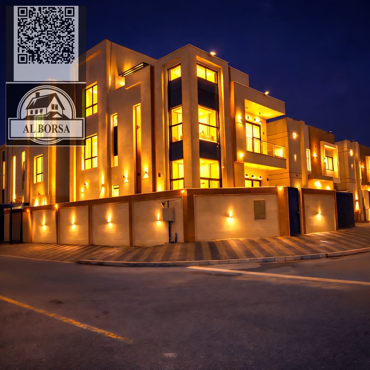 Villa for rent – Al Zahiyah, Ajman | Corner plot | 3 floors | 4 master bedrooms + Majlis + Living room + Kitchen + Maid's room + Yard + Roof | An