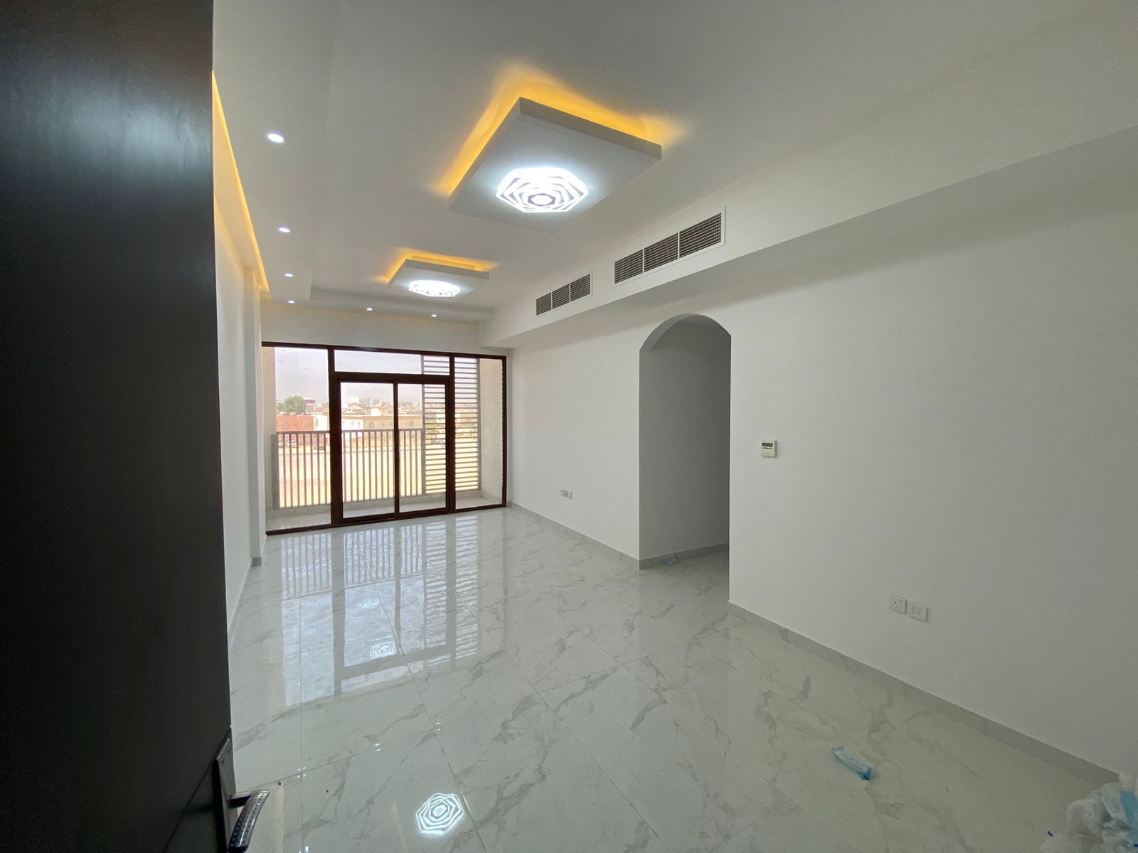 Now available for Annual rent in Ajman: a two-bedroom apartment with a living room, balcony, and two bathrooms. Strategically located and close to al