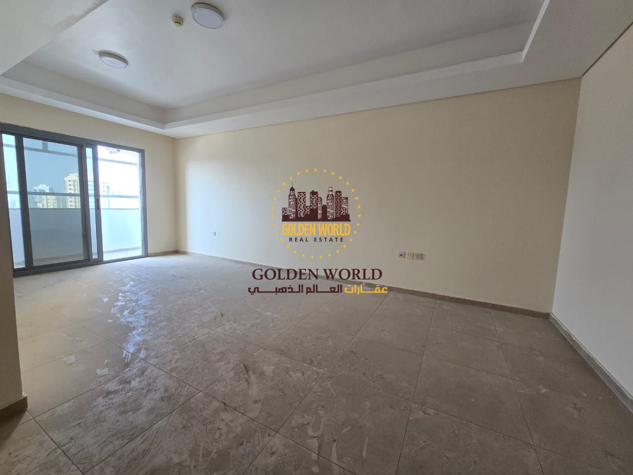 Bright 2BR apartment with balcony in Al Qasimia. Open view, 2 baths, parking, free maintenance, family only. AED 45,000.