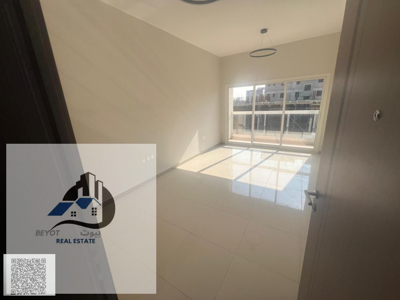 For annual rent in Ajman, a one-bedroom apartment with a living room, brand new, in Al Jurf 3.