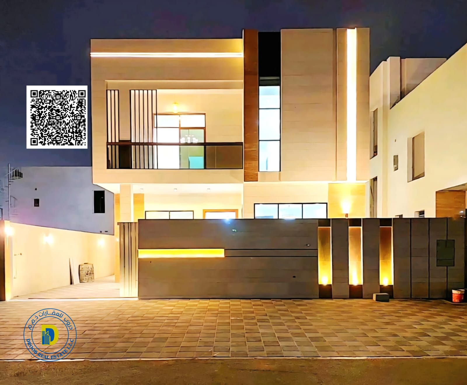 Luxury villa for sale in Al Yasmin area. 6 bedrooms, living room, majlis, and roof terrace. Very attractive price including registration fees.