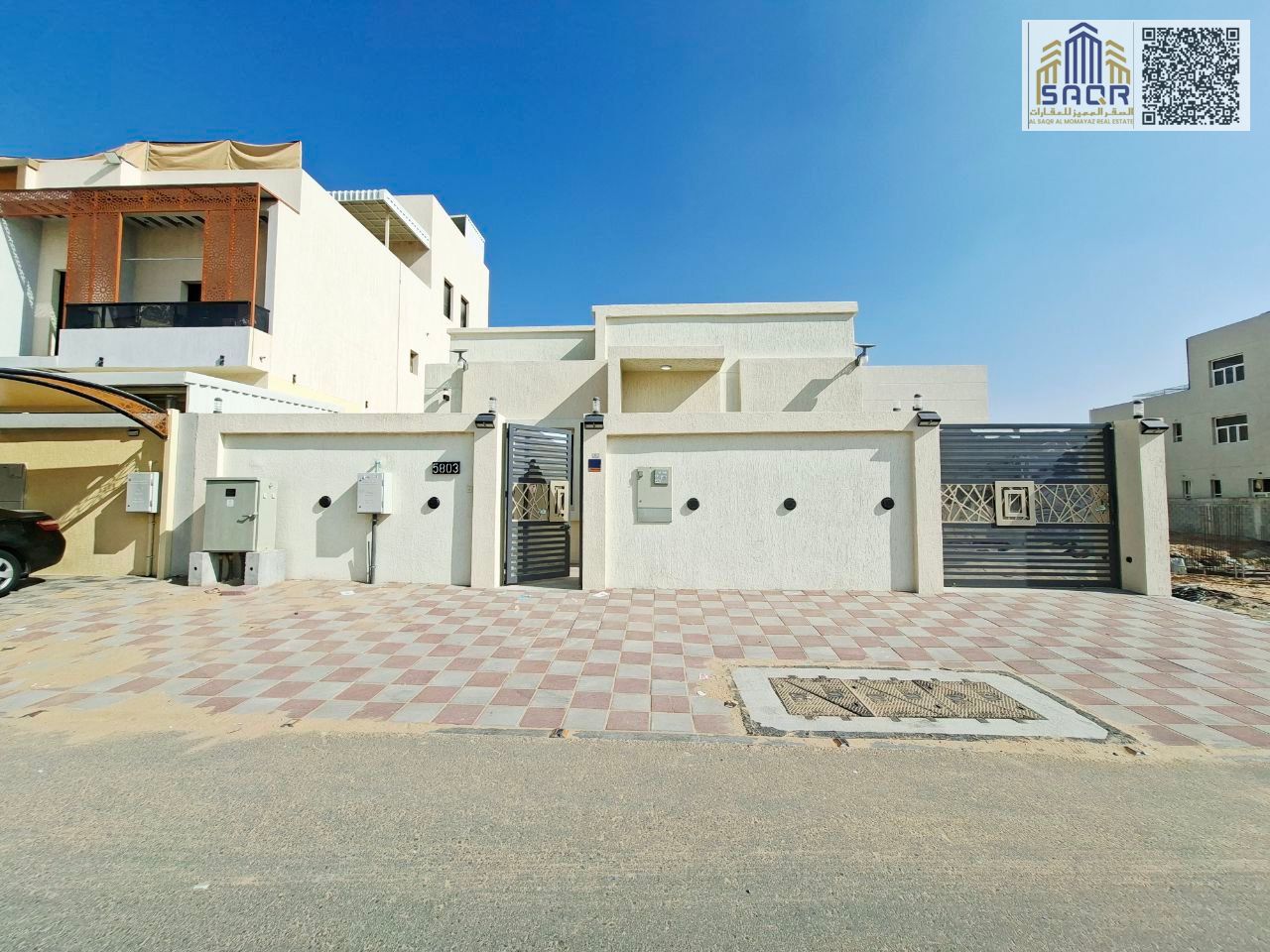 Villa for annual rent, ground floor, 3 master bedrooms, electricity, Emirati national