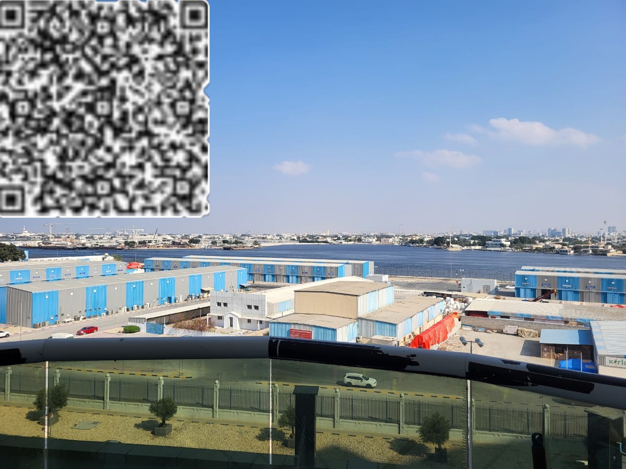 **Translation:** A one-bedroom apartment with a living room for sale, featuring a stunning view of Ajman Creek, with a simple down payment.