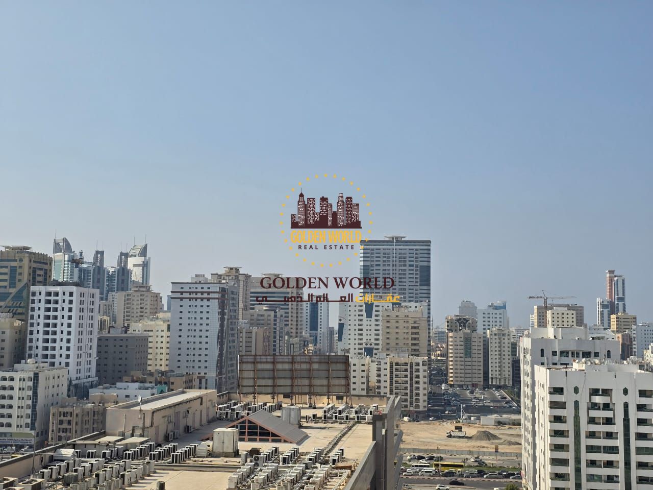 2 bedroom apartment with living room, balcony and parking in Al Qasimia near Mega Mall, open view, bright, 2 bathrooms, prime location, 4 or 6 cheques