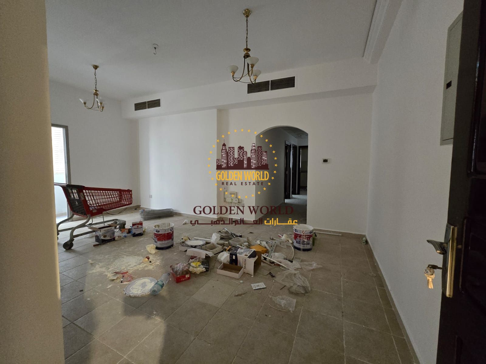 Two-bedroom apartment with living room and balcony in Al Qasimia Al Nad near Al Majaz 1. Spacious and bright, two bathrooms, clean building with gym a