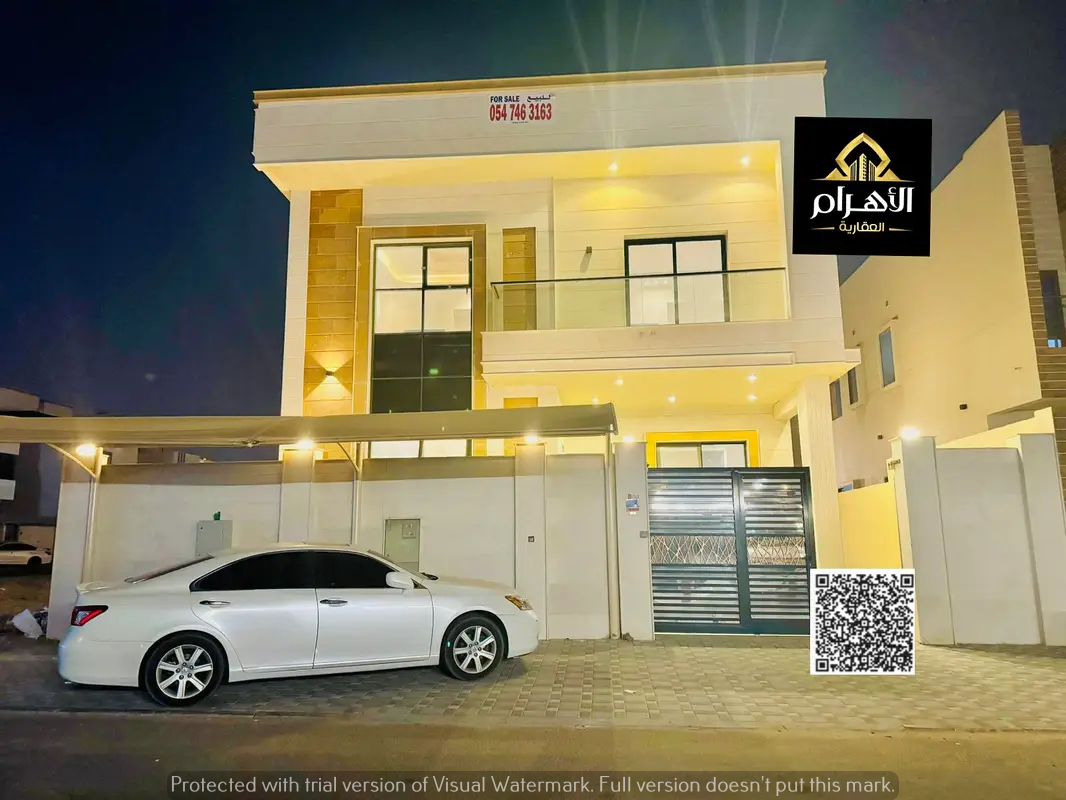 Includes water, electricity, and air conditioning; 5 master bedrooms with built-in wardrobes in a prestigious area of Al Yasmin; freehold ownership.