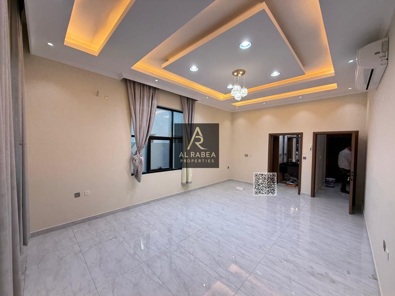 A large, brand new villa in Al Zahia, with easy access to Dubai. It features 8 bedrooms, a majlis (formal sitting room), a living room, and 7 bathroo