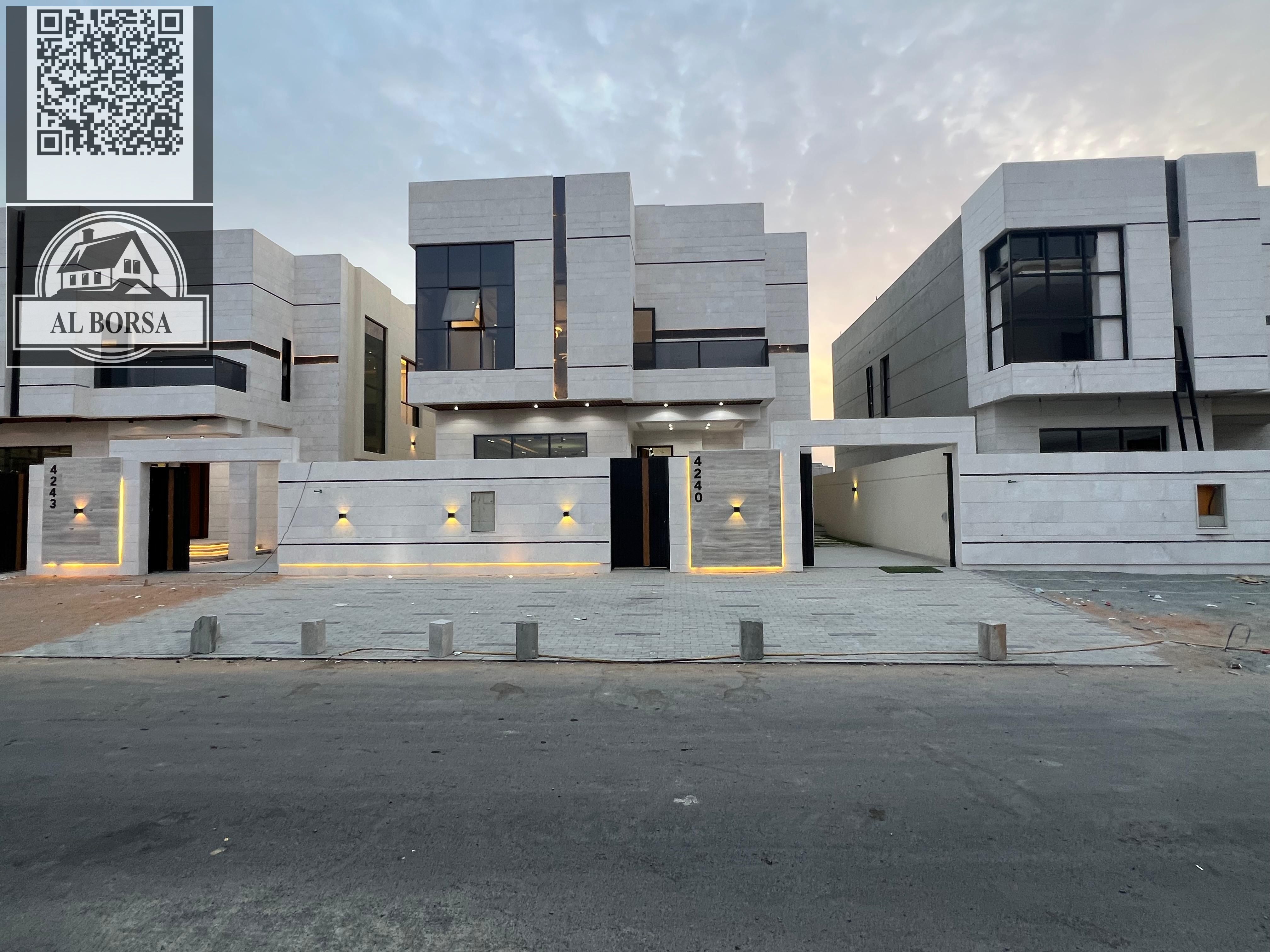 Villa for sale – Al Helio 2, Ajman | 4 bedrooms, majlis, living room, maid's room | Swimming pool | Includes registration and ownership fees