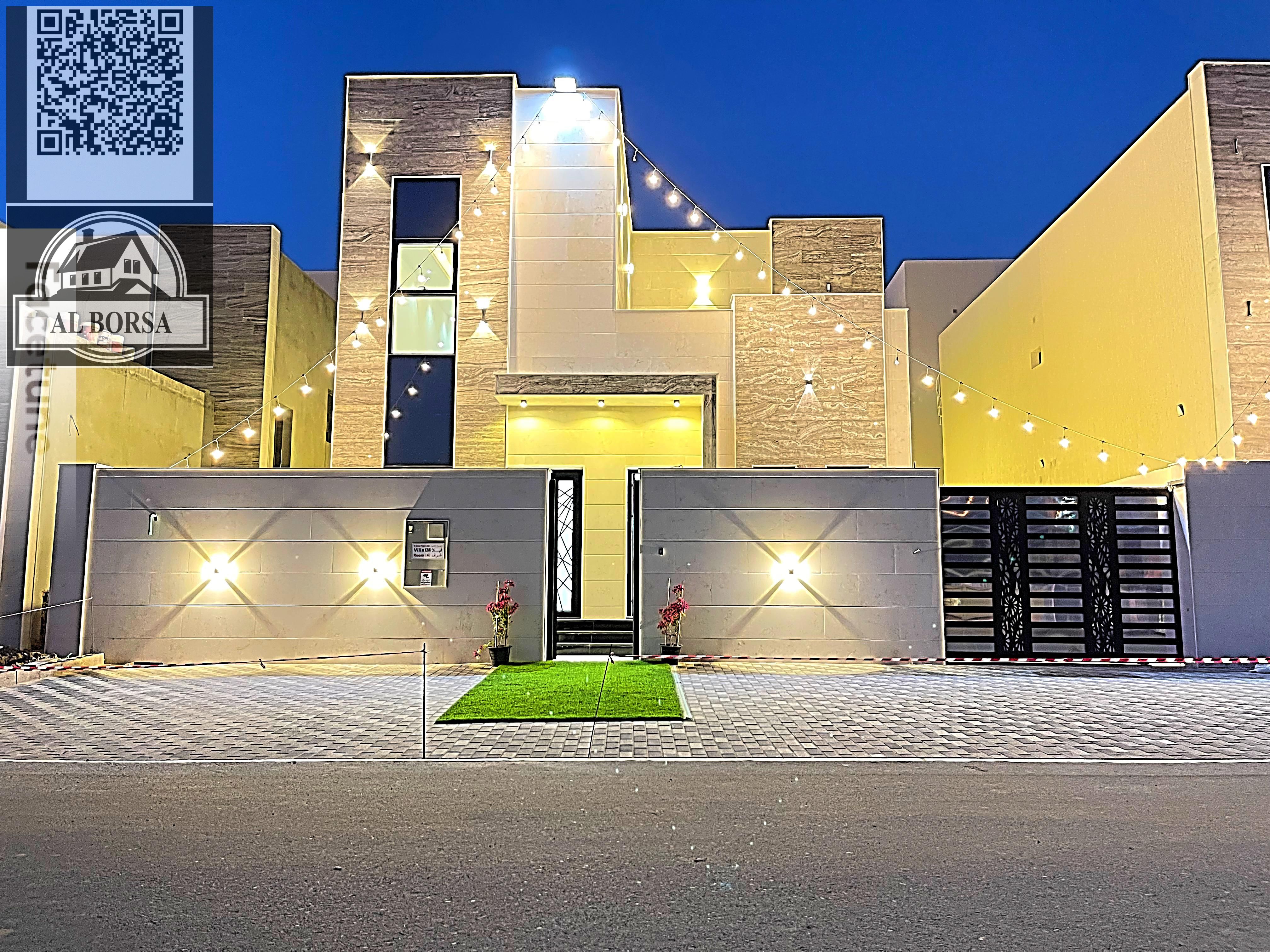 Villa for sale – Al Helio 2, Ajman | 4 master bedrooms, majlis, living room, maid's room | Modern design and hotel-style finishes | Registration fe