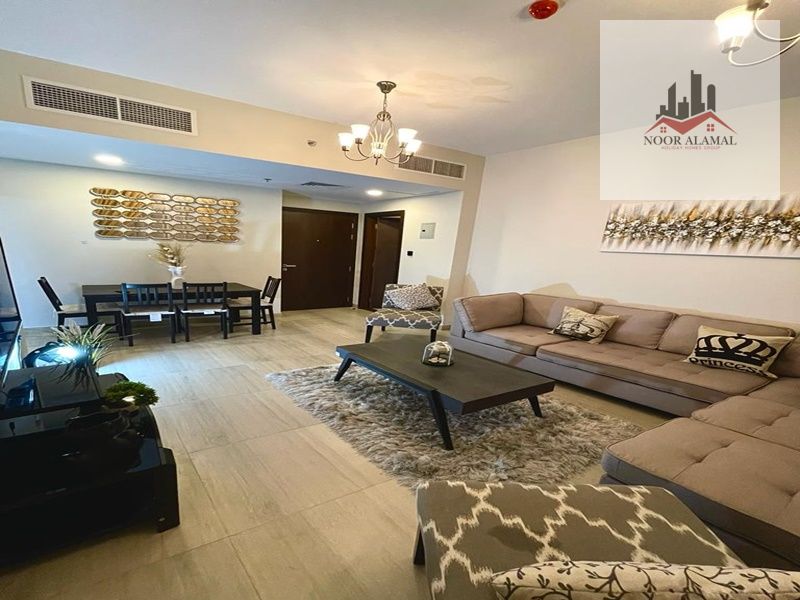 Sharjah, Al Taawun, new building. One bedroom, living room, kitchen, and two bathrooms. Super deluxe furnishings. Price: 5800 AED including internet a