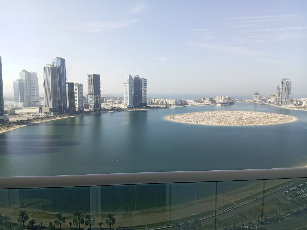 For annual rent in Sharjah, specifically in the Al Taawun area: 3 bedrooms, a living room, a maid's room, 3 bathrooms, central air conditioning, and a