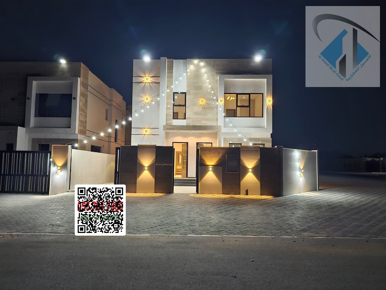 A distinctive villa with a yard and setback, close to the mosque, including registration and ownership fees, very close to Sheikh Mohammed Bin Zayed R