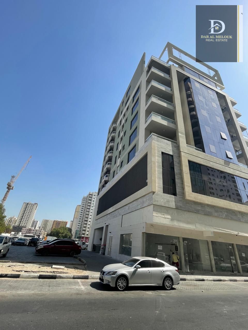 For sale in Sharjah, Abu Shagara area, a residential/commercial building with an area of 8600 sq ft, only a few months old.
