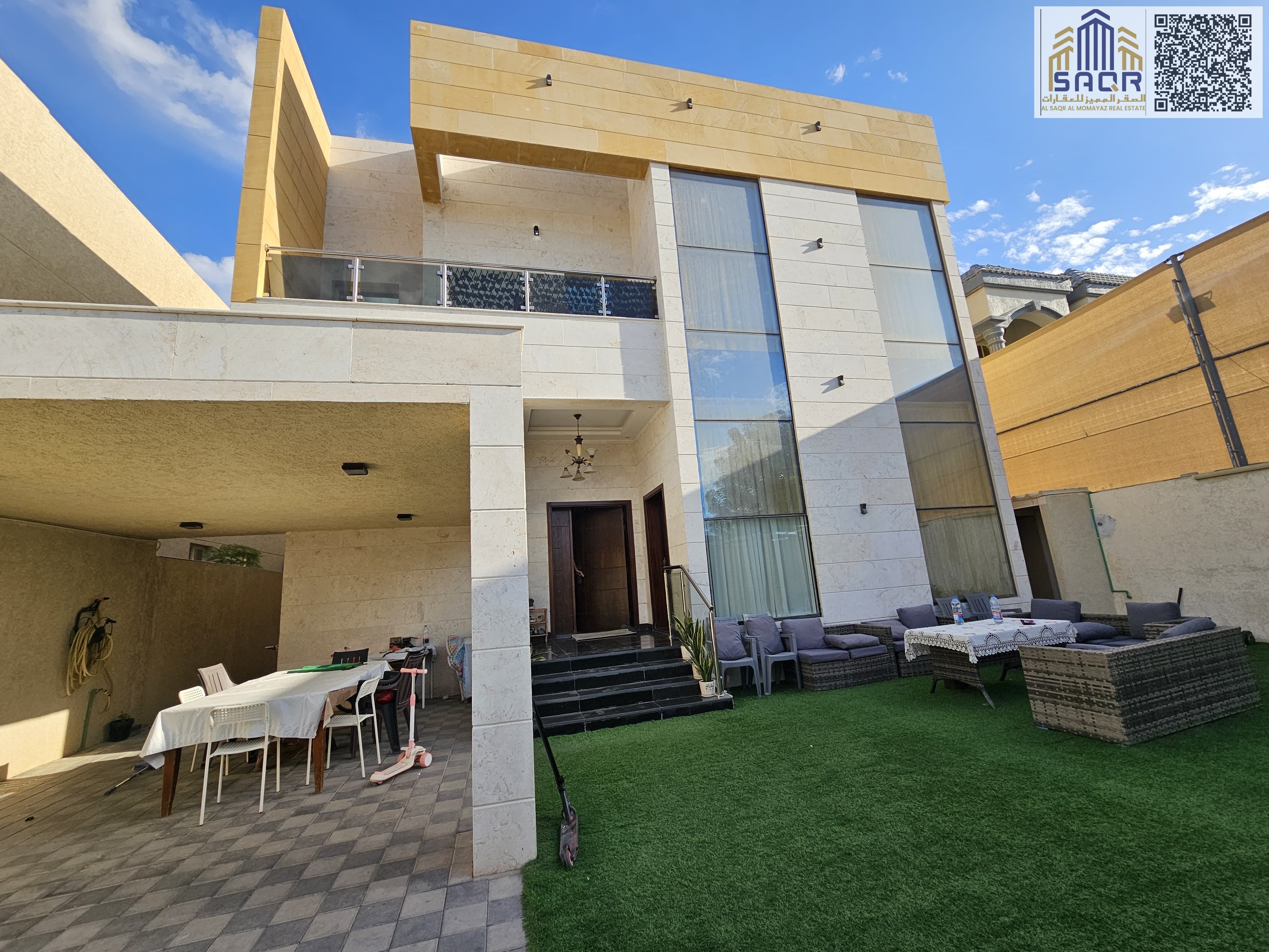 Villa for sale in Al Muwaihat 3 - Modern design and central air conditioning - Land area 5000 sq ft