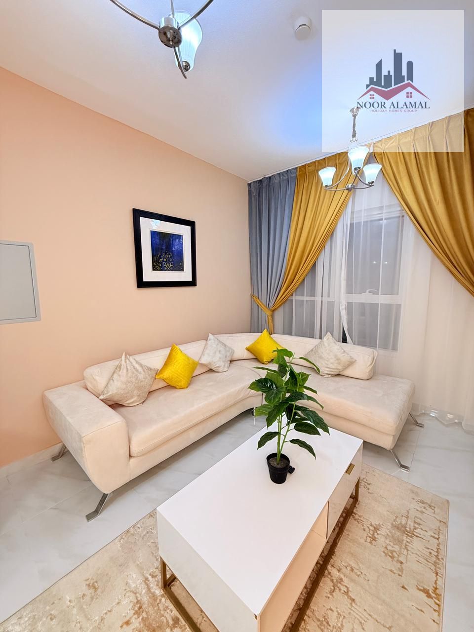 Sharjah, Al Taawun Building, first occupancy, fully furnished apartment with hotel-style furnishings. First occupancy for a luxury owner. One bedroom,
