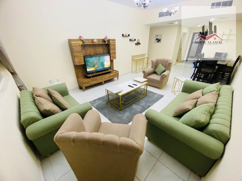 Sharjah, Al Taawun, Oriana Hospital Street, one bedroom, living room, super deluxe, and bathroom. Price: 5300 AED including internet.