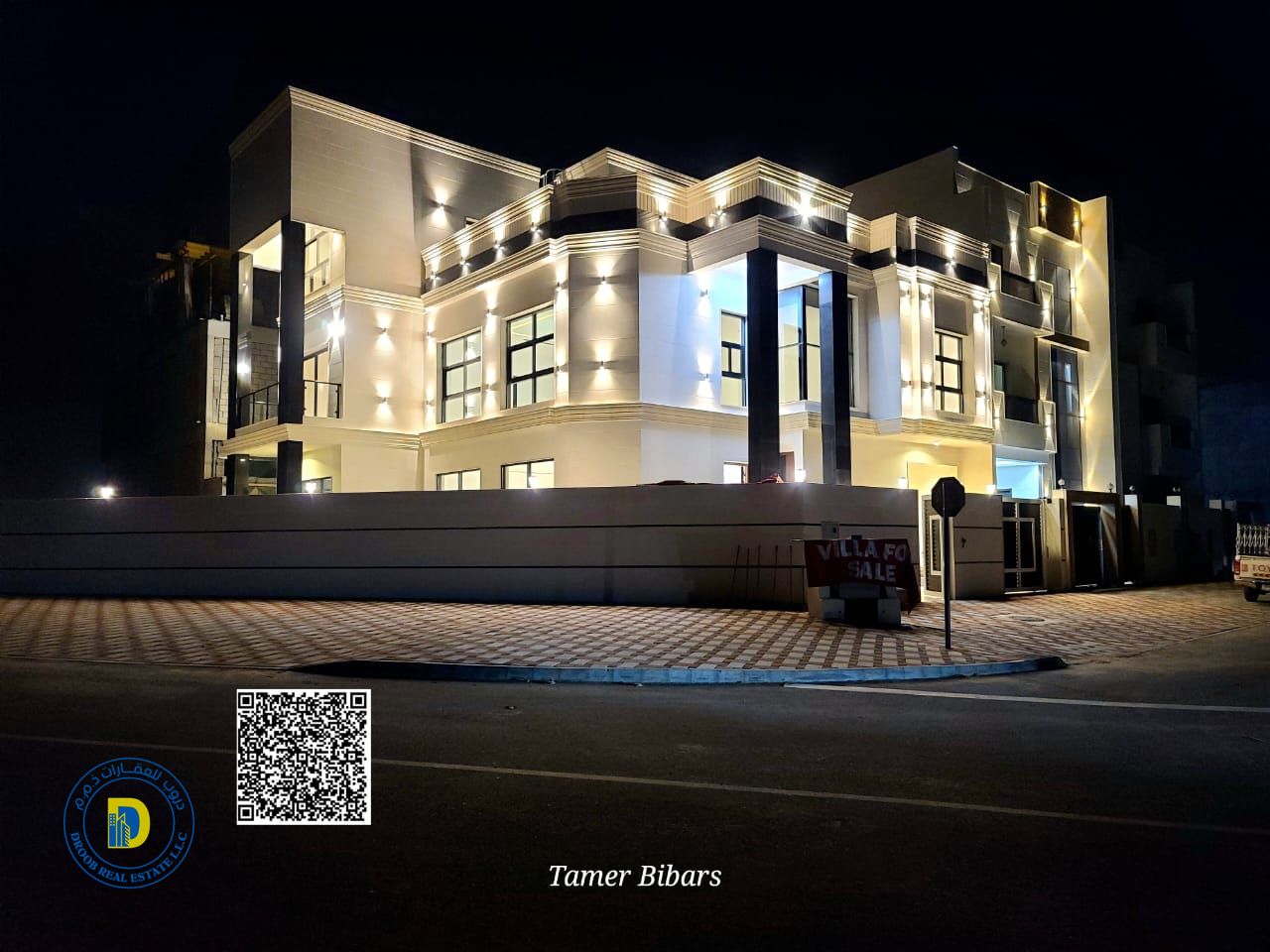 Modern corner villa with 5 bedrooms and roof. registration fees, electricity, water, and AC. in Al Helio 2, Freehold . Bank financing .
